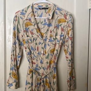 zara floral maxi shirt dress